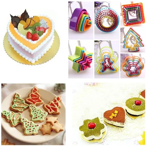Colorful Plastic Cookie Cutters Set Nested Geometric Festive Shapes Mold For Baking Fondant Cake Pastry Kitchen