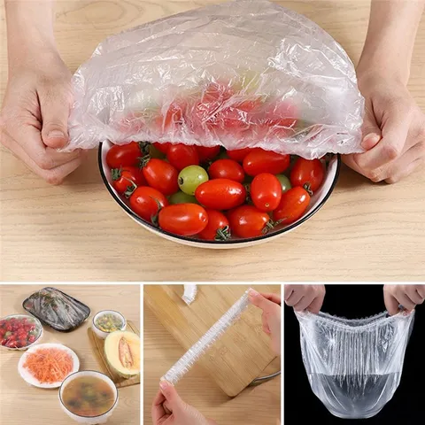Couvertures de Bol en Film Étirable Plastique Jetables Sacs d'Emballage Alimentaire Élastiques pour Rangement Cuisine