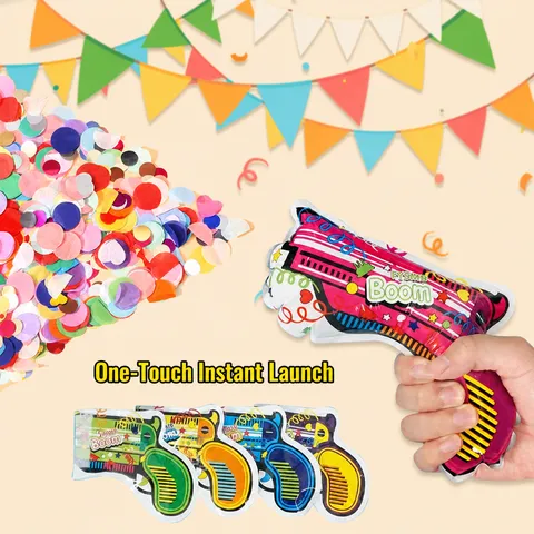 Cañón de Confeti Portátil Hinchable Automático Año Nuevo Boda Cumpleaños Fiesta Ambiente Prop Pistola de Fuegos Artificiales Juguete