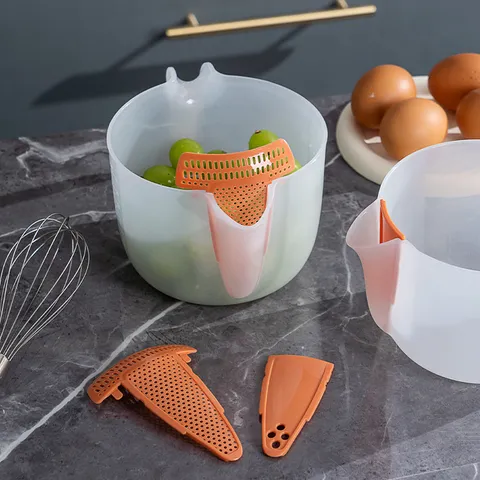 Food Grade Plastic Measuring Cup With Filter Net Scale Egg Beating Bowl Baking Kitchen Tool