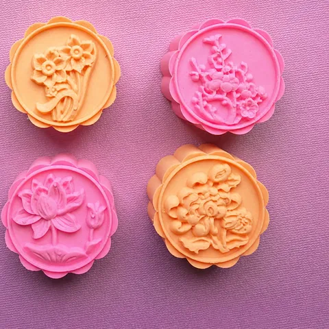 Οικιακό Πλαστικό Καλούπι Mooncake Μοτίβο Λουλουδιών Τεσσάρων Εποχών Καλούπι Ψησίματος Σετ Πρέσας DIY Εργαλείο Ζαχαροπλαστικής Είδδη Κουζίνας