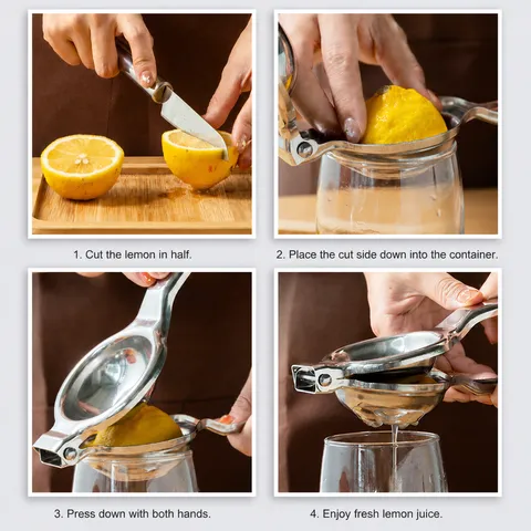 Stainless Steel Manual Juicer Lemon Orange Fruit Squeezer Portable Hand Held Citrus Press Metal Kitchen Tool Gadget