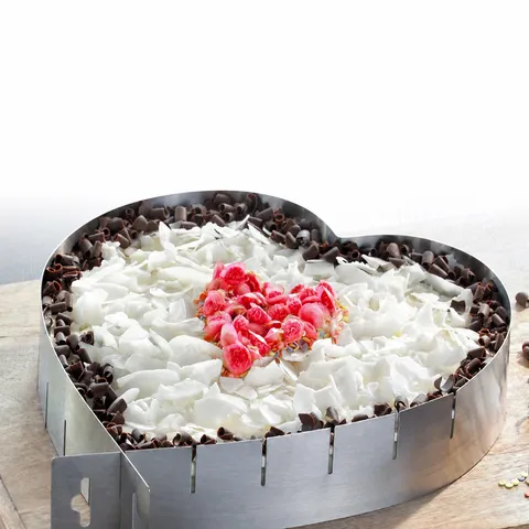 Anillo de Mousse Ajustable de Acero Inoxidable en Forma de Corazón Molde de Repostería Herramienta de Cocina para Postres