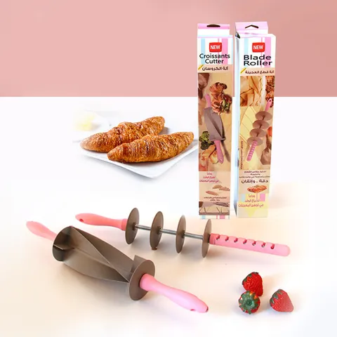 Adjustable Rolling Pin Croissant Cutter Plastic Baking Tool Roller Knife DIY Bread Pastry Cutting Kitchen Gadget