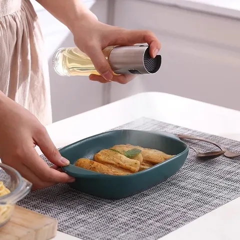 Kitchen Glass Oil Sprayer Bottle Press Type Olive Oil Dispenser For Barbecue Cooking Baking Salad Kitchen Gadget