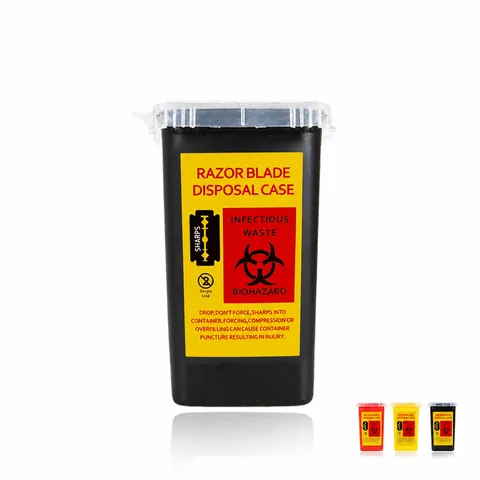 PP Plastic Razor Blade Disposal Container Portable Sharps Bin Waste Collector Box For Salon And Home Use