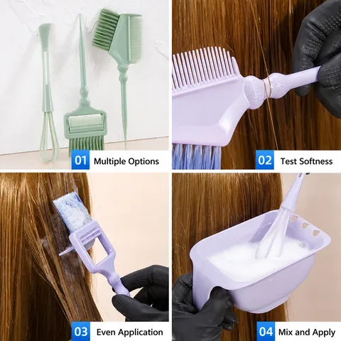 Kit Professionnel d'Outils de Coloration Capulaire Brosse Pliable Peigne Bol Mélangeur Kit de Teinture pour Salon Avec Sac de Rangement