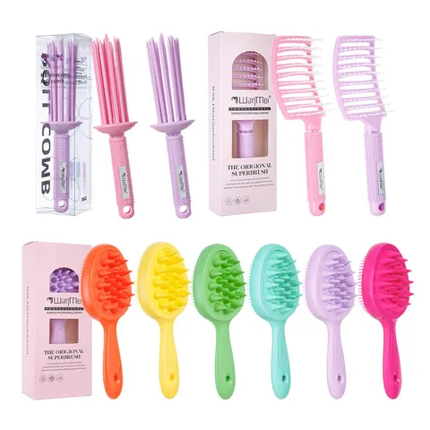 Jelly Color Hair Brush Set Hollow Out Detangling Comb Massage Shampoo Brush With Gift Box For Hair Styling Daily Grooming Women Men