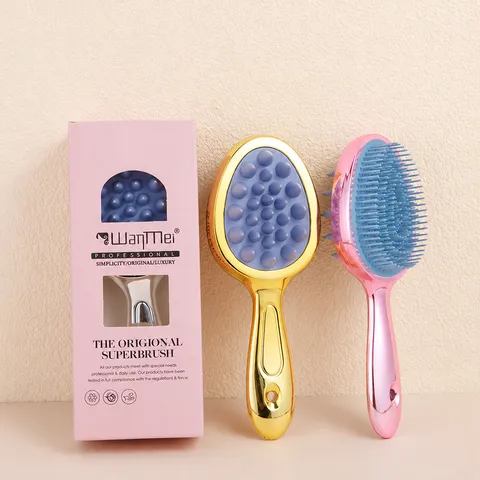 Spazzola per Shampoo a Doppia Faccia Portatile Massaggiatore per Cuoio Capelluto Pettine Districante per Capelli Umidi e Asciutti ABS TPE Strumento per la Cura dei Capelli
