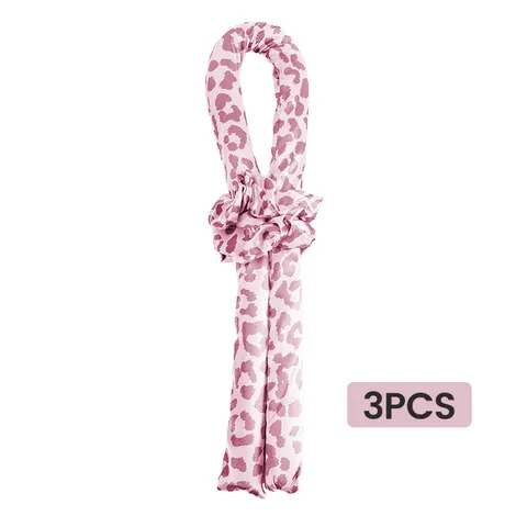 Luxury Leopard Print Satin Heatless Hair Roller Set Hair Damage Free Overnight Sleep Ribbon Curlers Ribbon For Women Styling Tools