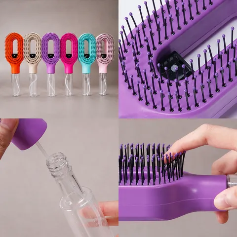 Cepillo de Pelo con Spray de Agua Portátil Botella de Niebla Fina Cepillo Desenredador Herramienta de Estilismo Diario Cuidado Personal