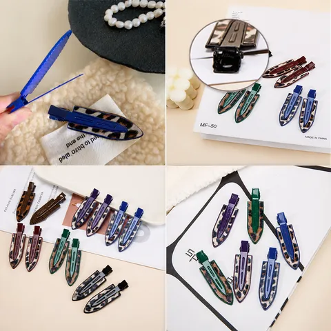 Koreanischer Stil Leopardenmuster Metall Entenschnabel Haarspangen Nahtlose Make-up Haarnadeln Für Damen Mode Haarschmuck Styling-Tool