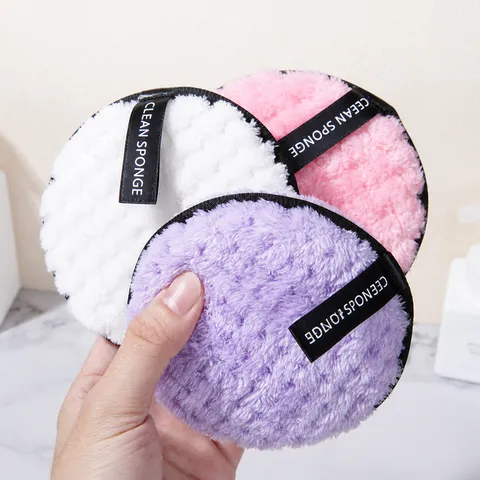Reusable Makeup Remover Pad Soft Flannel Facial Cleansing Sponge Daily Face Wash Tool with Hanging Strap