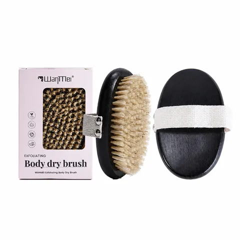 Cepillo de Baño de Madera de Haya Natural Cerdas de Jabalí PP Mezcladas Masaje Húmedo Seco Exfoliante Limpiador de Espalda Corporal