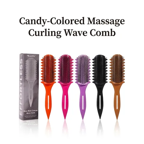 Peigne Boucleur Professionnel à 9 Rangs Brosse à Cheveux de Massage Démêlante Outil de Coiffage Bouclés en PP Nylon Salon Maison