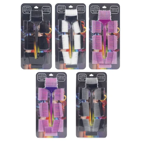 Juego de Cepillos de Tinte de Cabello Profesional Plástico Cabezales Intercambiables Diseño de Peine de Cola Reutilizable para Salón Hogar