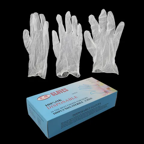 Guanti Protettivi Monouso in PVC Trasparenti Impermeabili Pulizia Salone di Parrucchiere Taglia Piccola Media Grande