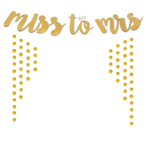 Gold Glitter Miss To Mrs Letter Garland Wedding Bridal Shower Party Decoration Hanging Paper Banner Party Supplies
