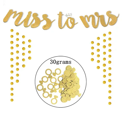 Gold Glitter Miss To Mrs Letter Garland Wedding Bridal Shower Party Decoration Hanging Paper Banner Party Supplies