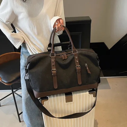 Sac de Voyage de Grande Capacité en Toile Unisexe Casual Weekender Bag Sac à Bagages pour Voyage d'Affaires et Fitness