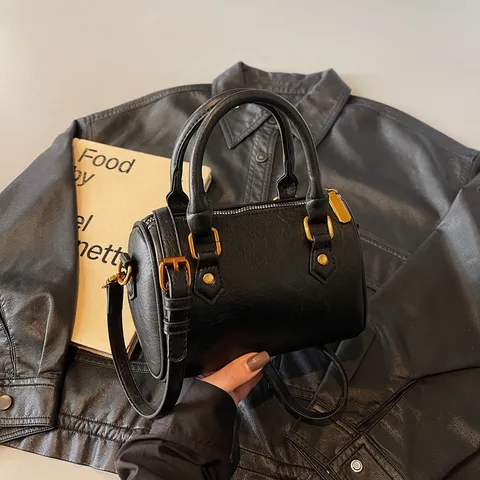 Vintage Boston Gynaiketia Tsanta Xeiros apo Derma PU Xiasi Tsantaki Retro Shouler Bag
