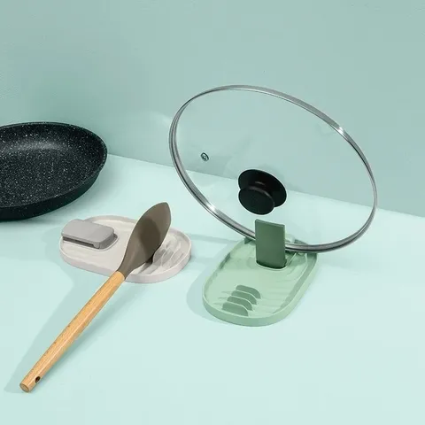 Plastic Pot Lid Holder Kitchen Countertop Organizer Spatula Stand Storage Rack Cookware Kitchen Accessories