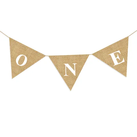 Striscione One in Juta Decorazione per Festa di Primo Compleanno Baby Shower Ghirlanda Sospesa Juta Rustica Accessorio Fotografico