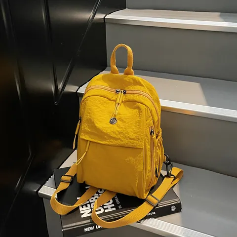 Korean Style Multi Layer Nylon Backpack Casual Travel Lightweight Daypack School Book Bag For Women Daily Use