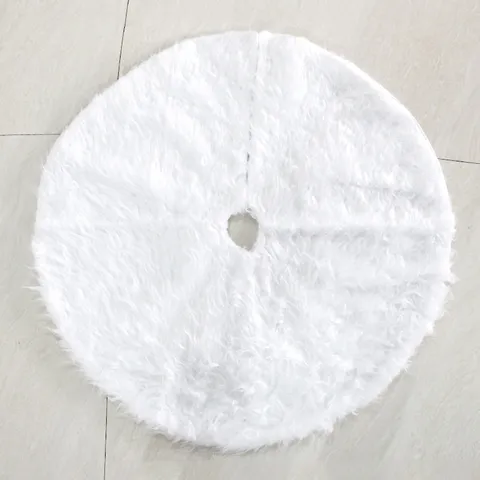 White Long Plush Christmas Tree Skirt Merry Christmas Party Decorative Supplies Holiday Home Decor Floor Mat