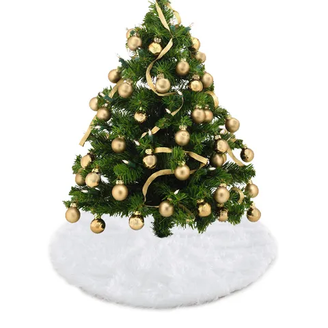 White Long Plush Christmas Tree Skirt Merry Christmas Party Decorative Supplies Holiday Home Decor Floor Mat
