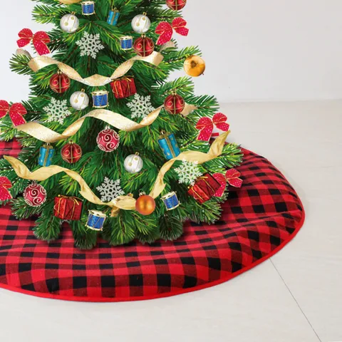 Rot Und Schwarz Karo Christbaumkoffer Büffel Karo Weihnachtsbaum Matte Für Feiertag Party Heimdekoration