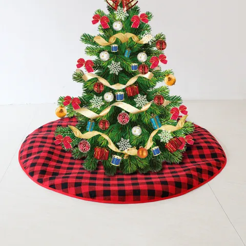 Rot Und Schwarz Karo Christbaumkoffer Büffel Karo Weihnachtsbaum Matte Für Feiertag Party Heimdekoration