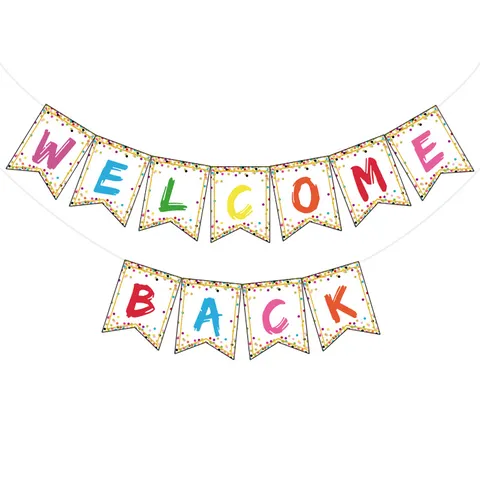 Colorful Welcome Back Banner Apple Garland Back To School Party Decoration Paper Bunting