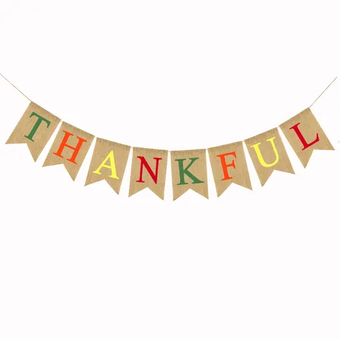 Rustic Linen Swallowtail Garland Bunting Banner For Thanksgiving Decoration Vintage Jute Letter Printed Home Party Hanging Wall Decor