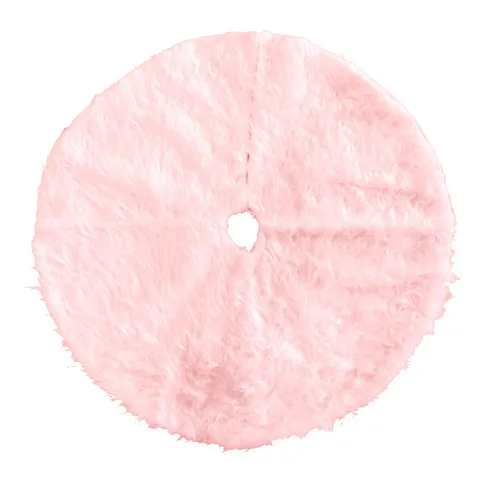 Pink Plush Christmas Tree Skirt Large Soft Xmas Tree Mat Festive Holiday Party Home Floor Indoor Decoration