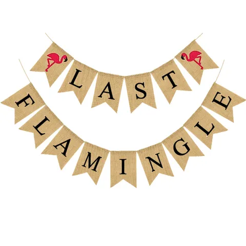 Striscione a Coda di Rondine Last Flamingle in Lino per Addio al Nubilato Fenicottero Appeso Festone per Matrimonio Estate Evento Decorazione