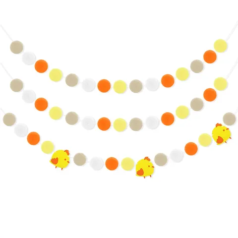 Easter Party Decoration Banner Plush Pom Pom Garlands Colorful Felt Chick Hanging Banner Home Venue Layout Decoration Garland For Holiday Festival Party Supplies
