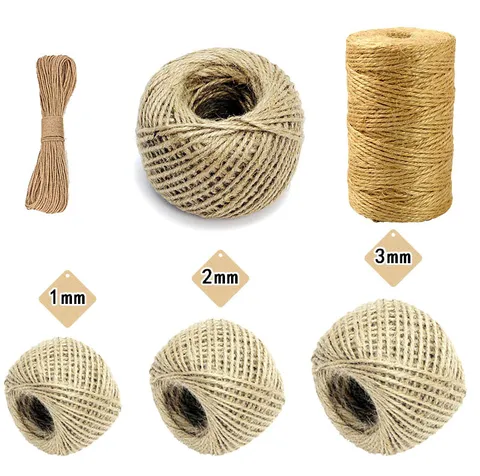 Natural Jute Twine Rustic Braided Hemp Rope For DIY Crafts Photo Wall Decoration Gift Wrapping Wedding Holiday Party Embellissement