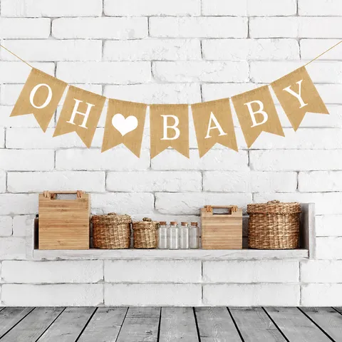 Rustic Burlap Swallowtail Pennant Banner Garland Backdrop Hanging Sign Flag Prop Decor Top Stationery School Accessories For Baby Shower Birthday Party Event