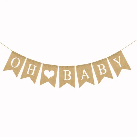 Rustic Burlap Swallowtail Pennant Banner Garland Backdrop Hanging Sign Flag Prop Decor Top Stationery School Accessories For Baby Shower Birthday Party Event