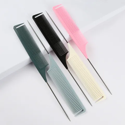 Pettine Professionale per Capelli in Plastica Resistente al Calore Pettine a Coda con Denti Fitti Strumento per Tonalità e Meches