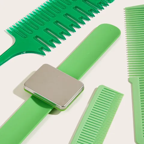 Professional Green Hair Styling Tool Set With Magnetic Wristband Highlight Comb Rat Tail Comb For Salon Home Hair Coloring Styling Tools