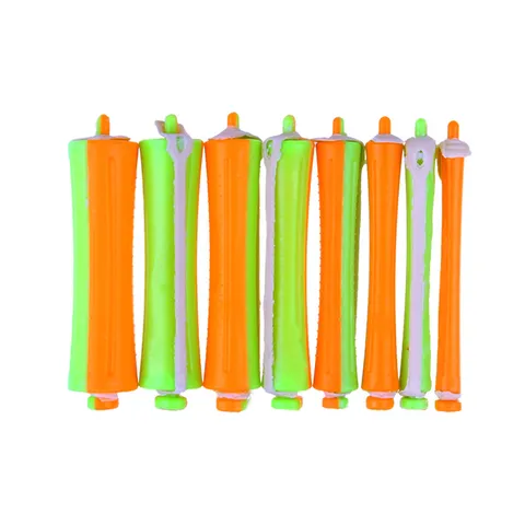 Professional Japanese Cold Wave Perm Rods Set Orange Green Plastic Rubber Hair Curling Rollers For Salon Home DIY Hair Styling