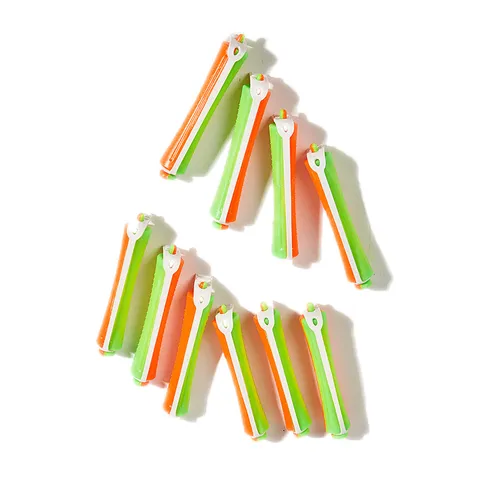 Professional Japanese Cold Wave Perm Rods Set Orange Green Plastic Rubber Hair Curling Rollers For Salon Home DIY Hair Styling