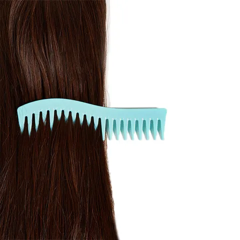 Peigne Démêlant à Dents Larges Couleurs Macaron Design Vague Brosse de Coiffure pour Cheveux Bouclés Mouillés Secs Femme