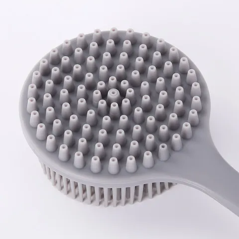 Long Handle Silicone Body Brush Soft Bristles Back Scrubber For Shower Massage Brush Exfoliating Skin Deep Cleaning Bath Tool