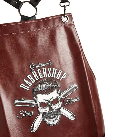 Retro PU Leather Barber Apron For Men Professional Stylist Work Apron Waterproof Brown Salon Hairdressing Workwear With Pockets