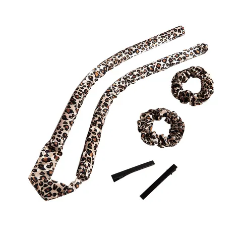 Leopard Print Heatless Hair Curler Set Sponge Nylon Lazy Curling Rod Sleep Hair Rollers For Women Hair Styling Tools