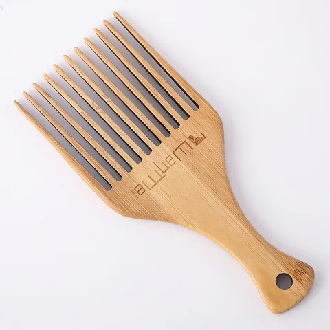 Pettine a Denti Larghi in Bambù Naturale Pettine a Forchetta per Acconciature retrò Strumento per Districare i Capelli