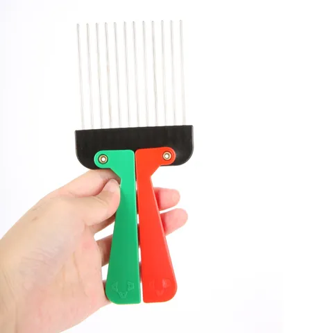 Men Professional Salon Hair Styling Comb Retro Pompadour Fist Handle Comb Plastic Metal Needle Foldable Hair Pick Comb For Men Barber Tools